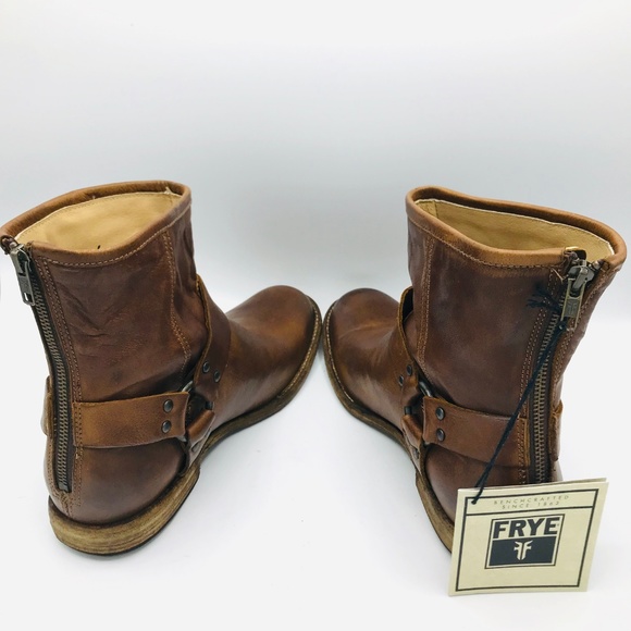 Frye Phillip Harness Back Zip Cognac Mens Boot - Picture 5 of 8